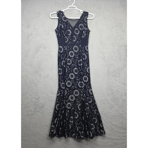 En Focus Studio Maxi Dress Womens 6 Floral Lace Mermaid Formal Prom Statement - Picture 2 of 16